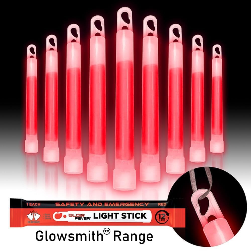 Glow Fever Emergency Safety Military Grade Glow Sticks; 10pcs, 6" Ultra Bright G