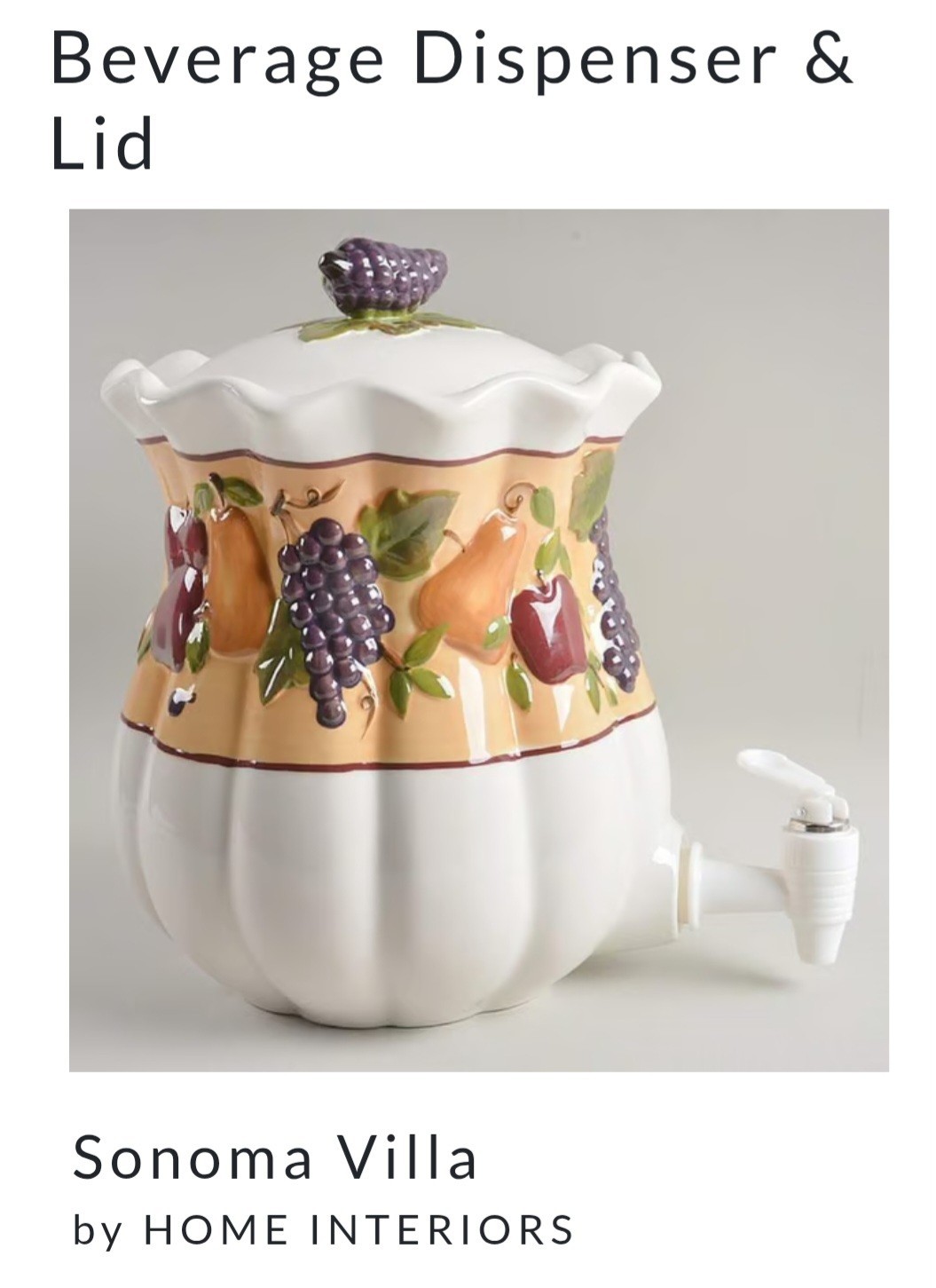 Celebrating Home Beverage Dispenser on Wrought Iron stand Sonoma Villa Stonewear