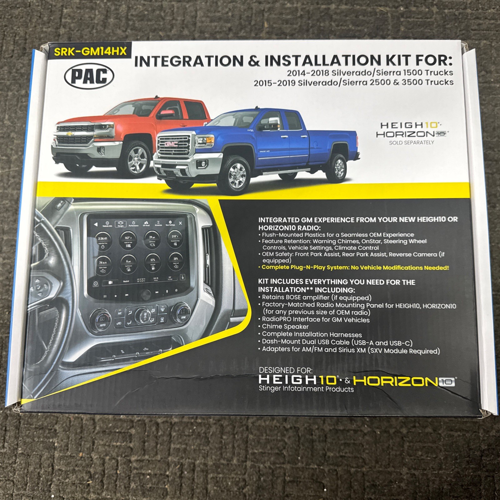 Stinger PAC SRK-GM14HX Kit Only 2014-2018 SILVERADO/SIERRA  IX210 Horizon10 New