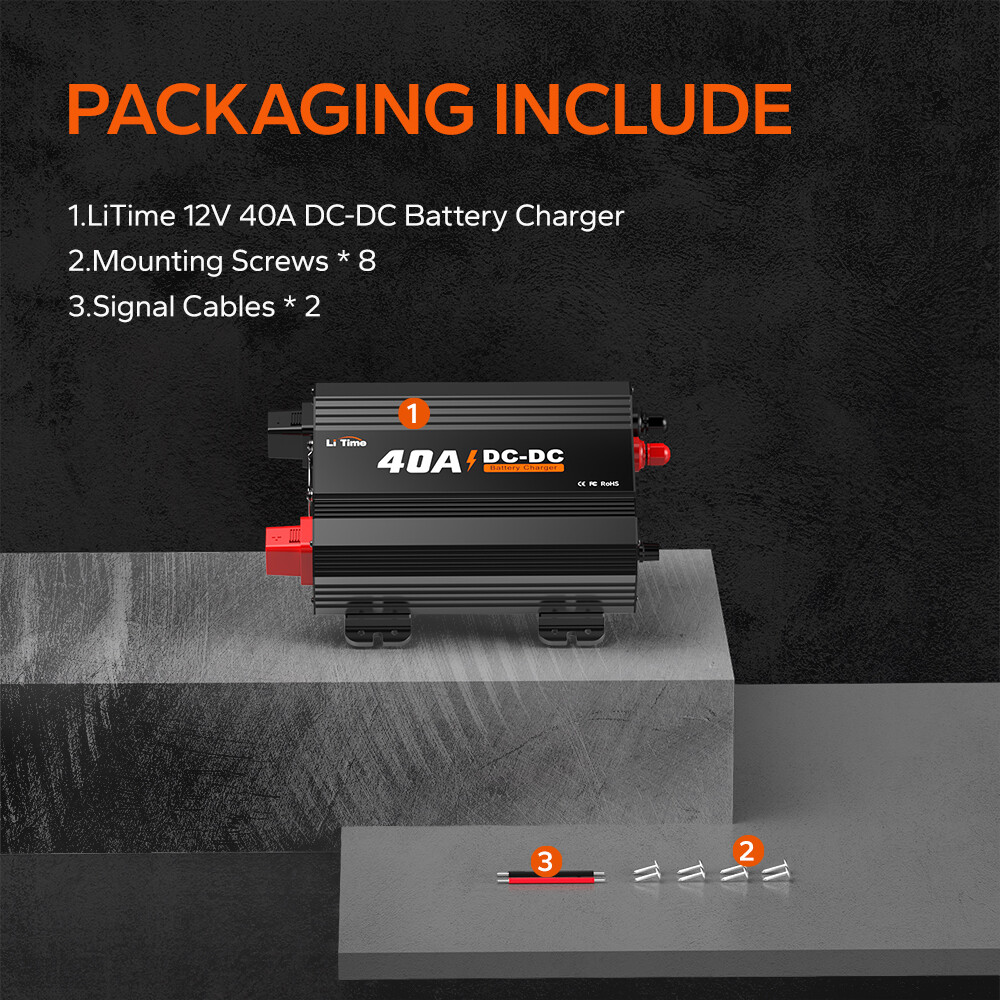 LiTime 12V 40A DC to DC Battery Charger for 12V LiFePO4 Lead-Acid-Refurbished