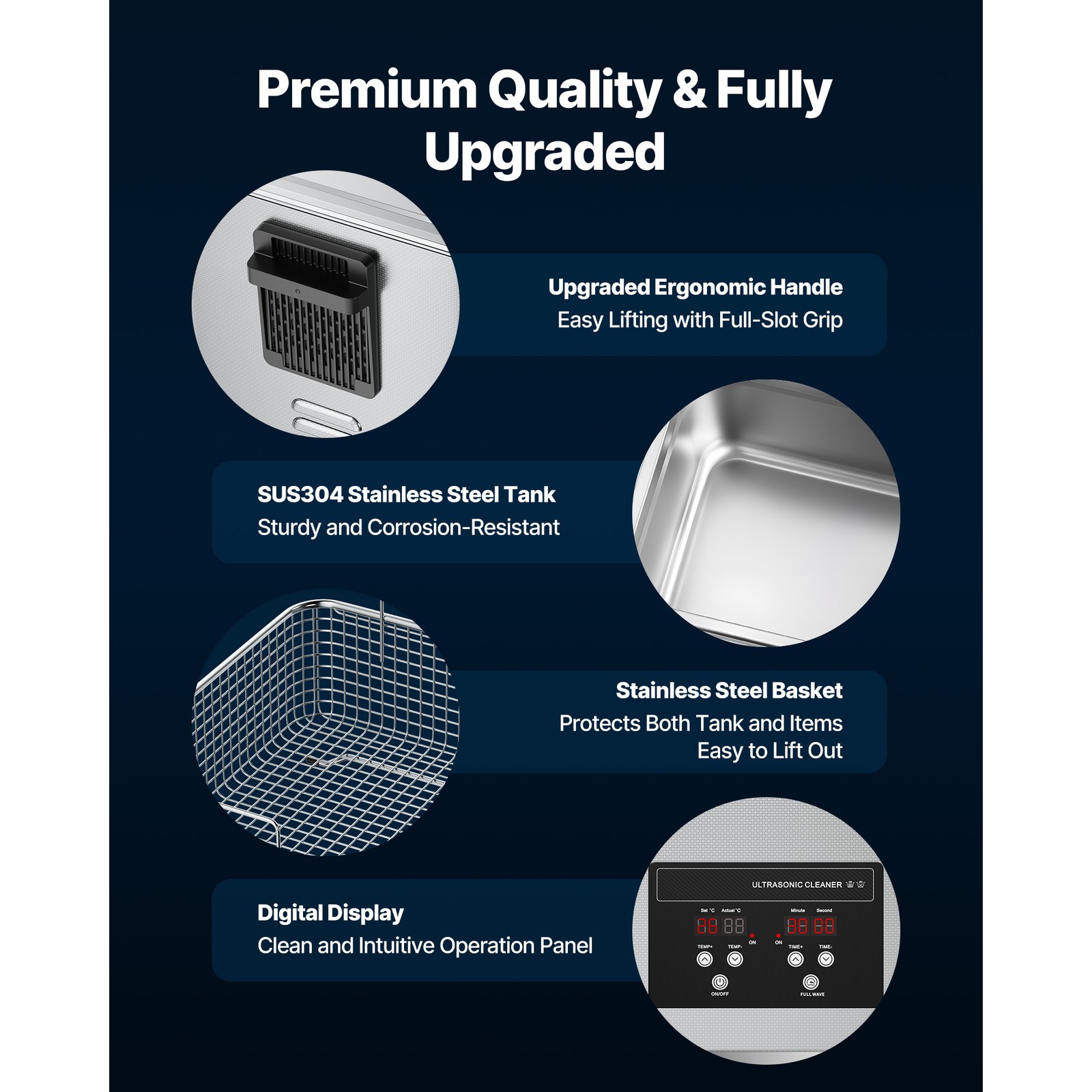 Uimoso 10L Ultrasonic Cleaner with Digital Timer & Heater Jewelry Cleaner 180W