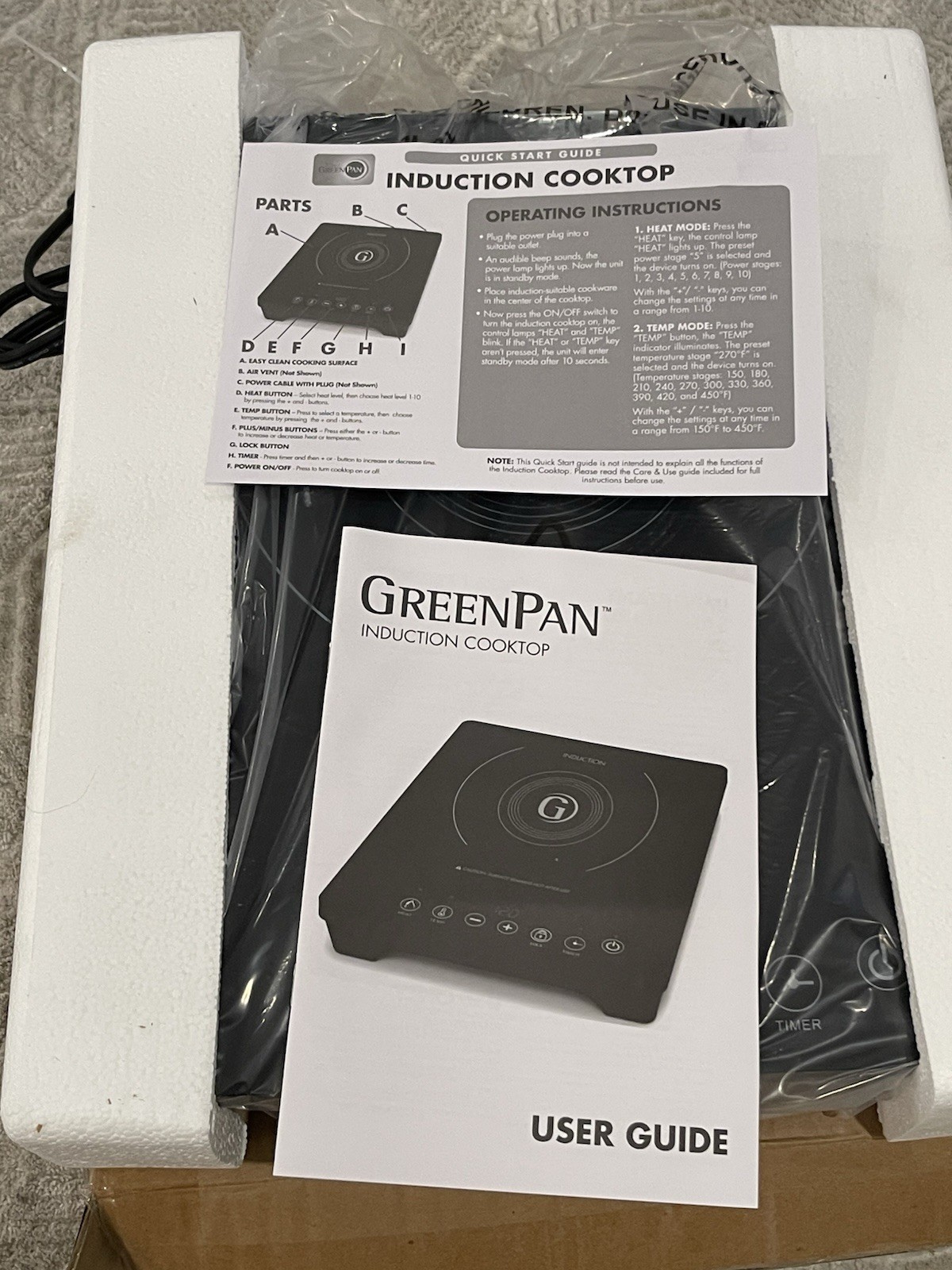 GreenPan Green Pan Induction Cooktop CC006005-002 Portable 1800W