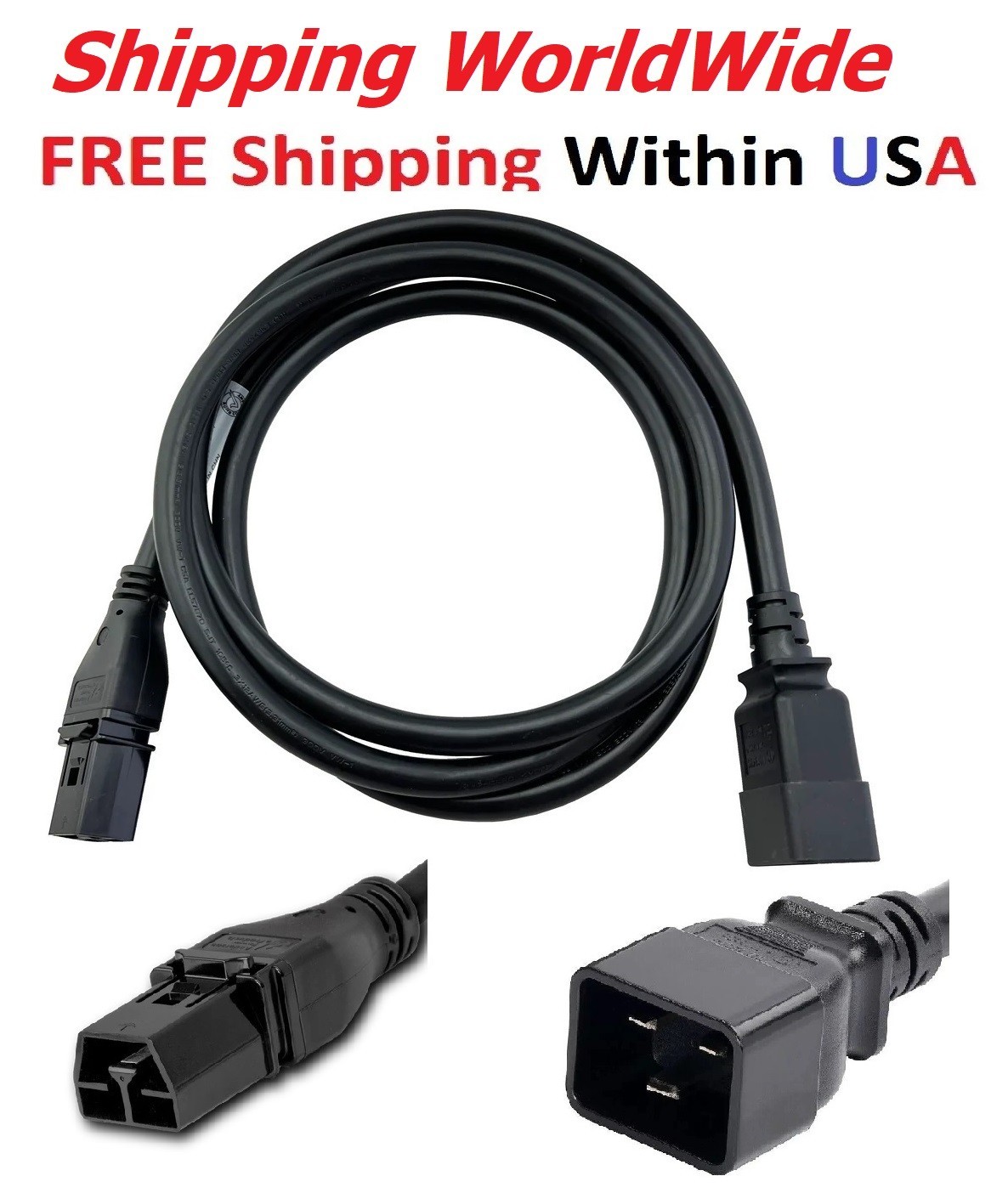 C20 to SAF-D-Grib 12/3 SJT 20A 250V Black Color 4M Meters 157.48" CPN 37-1653-01