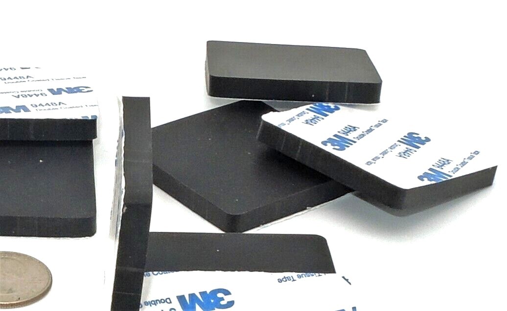 2" Square x 1/4" Thick Silicone XL Rubber Pads Rubber Feet Bumpers 3M Backing