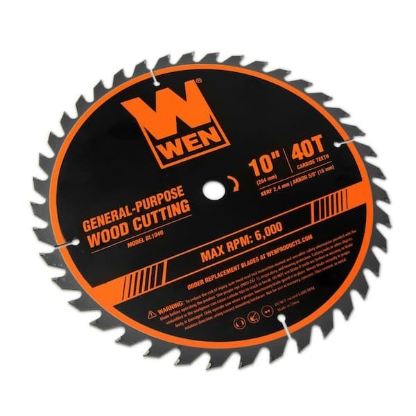 WEN BL1040 10 Inch 40 Tooth Carbide Tipped Professional Woodworking Saw BladeWEN