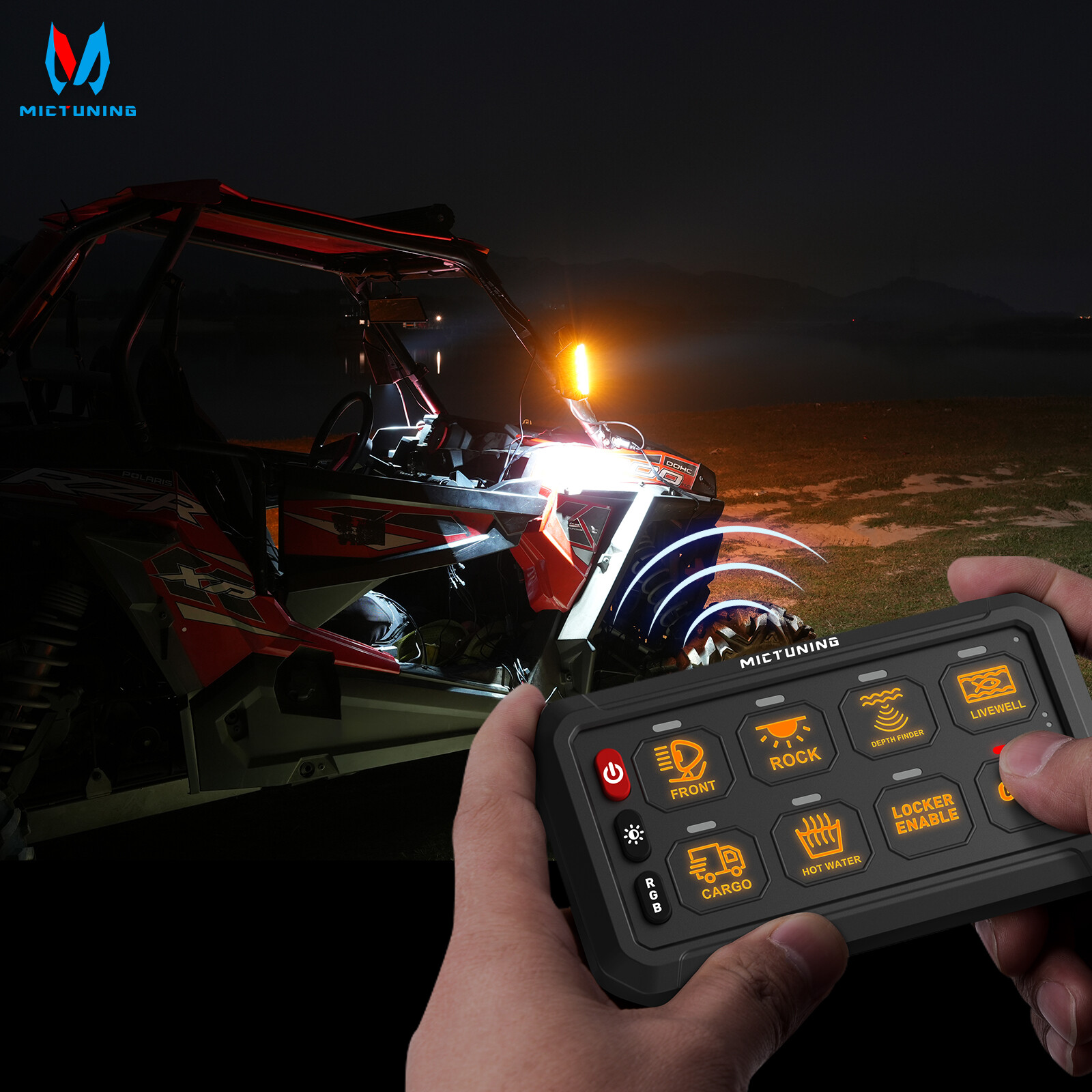 MICTUNING P1s 8Gang Switch Panel,Wireless Cordless,Auxiliary Circuit Control Box