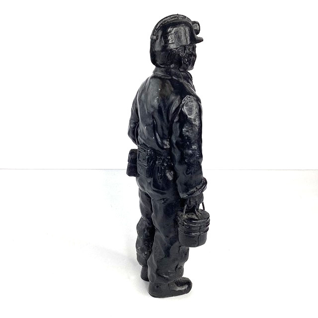 Coal Miner Statue with Bucket of Coal 10 inches