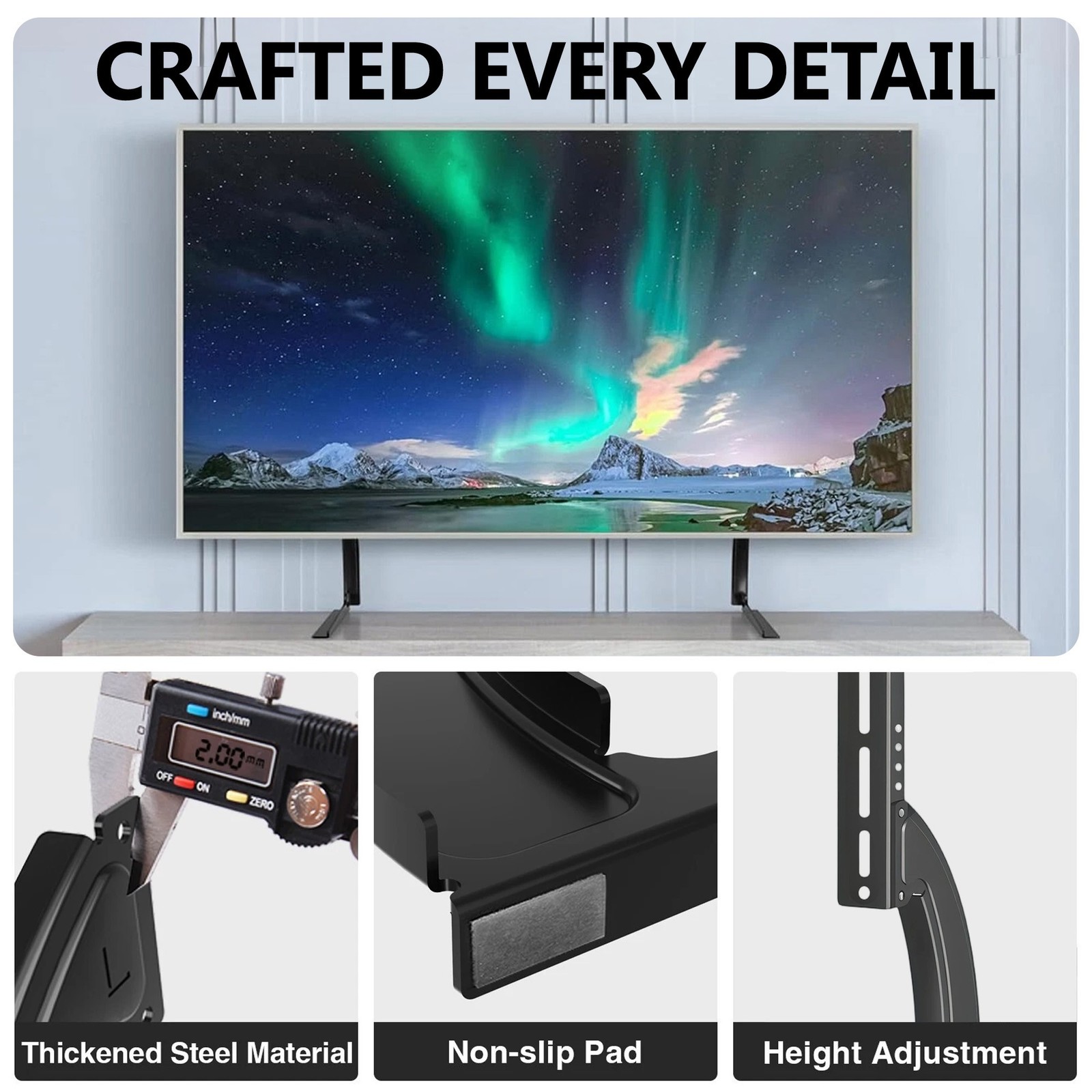 Universal TV Stand Mount for 37-75 Inch Tvs, Height Adjustable Table Top TV Stan