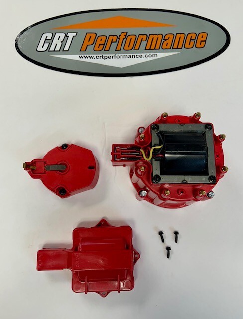 RED HEI Distributor Cap, Coil Cover & Rotor Kit and 65,000 Volt Coil GM-CHEVY
