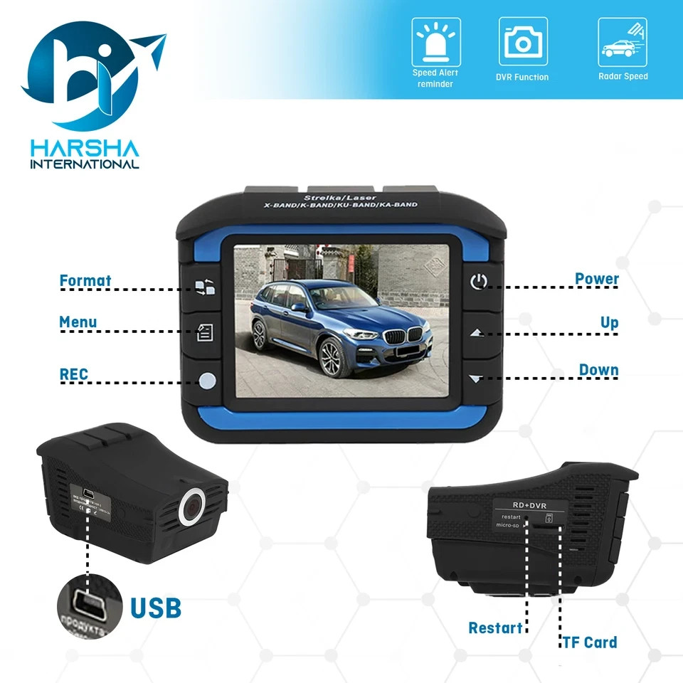 2IN1 Anti Radar Laser Police Detector Speed Car DVR Recorder Dash Camera Night