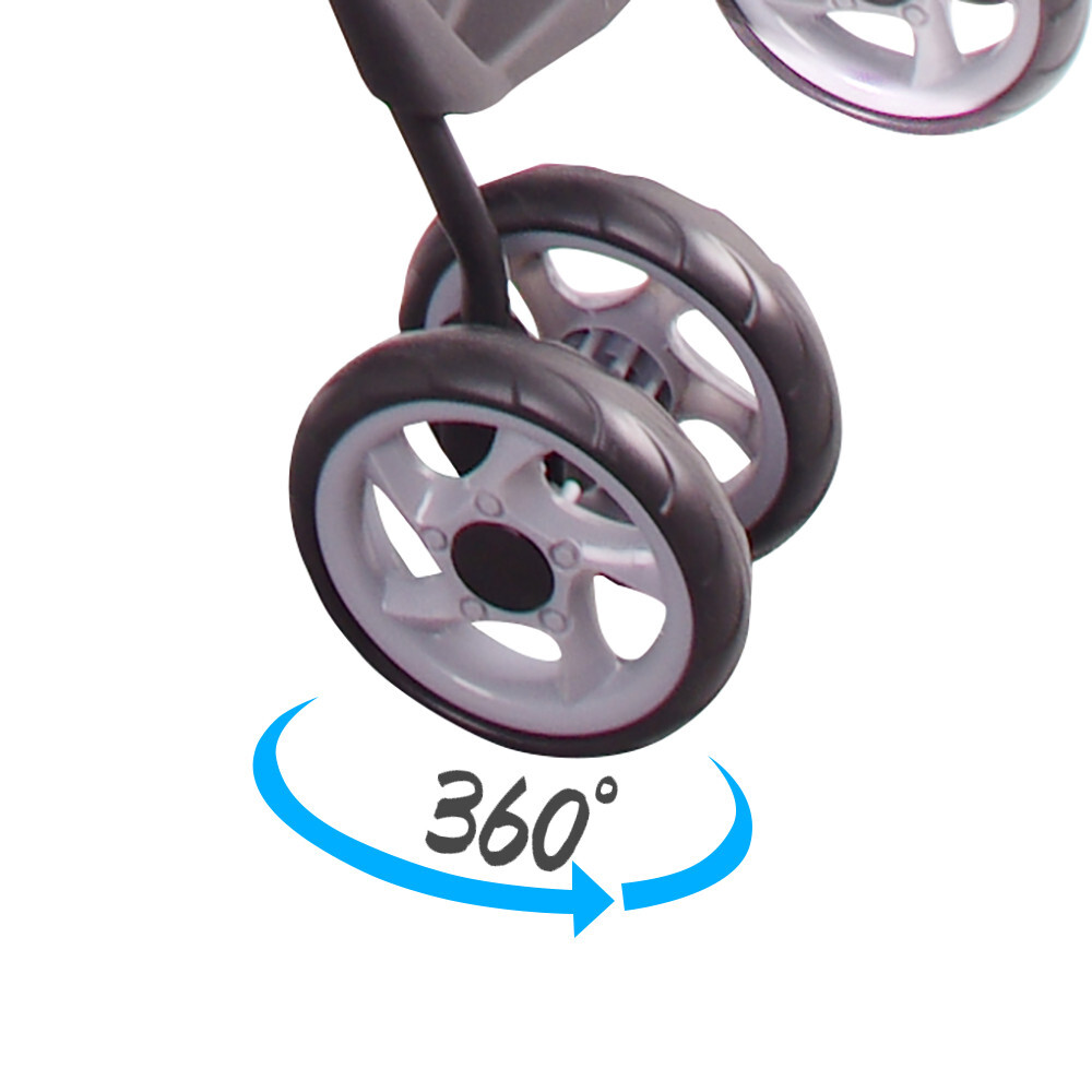 Full-Window Pet Stroller 4 Wheels for Cats & Dogs, with Storage Basket.