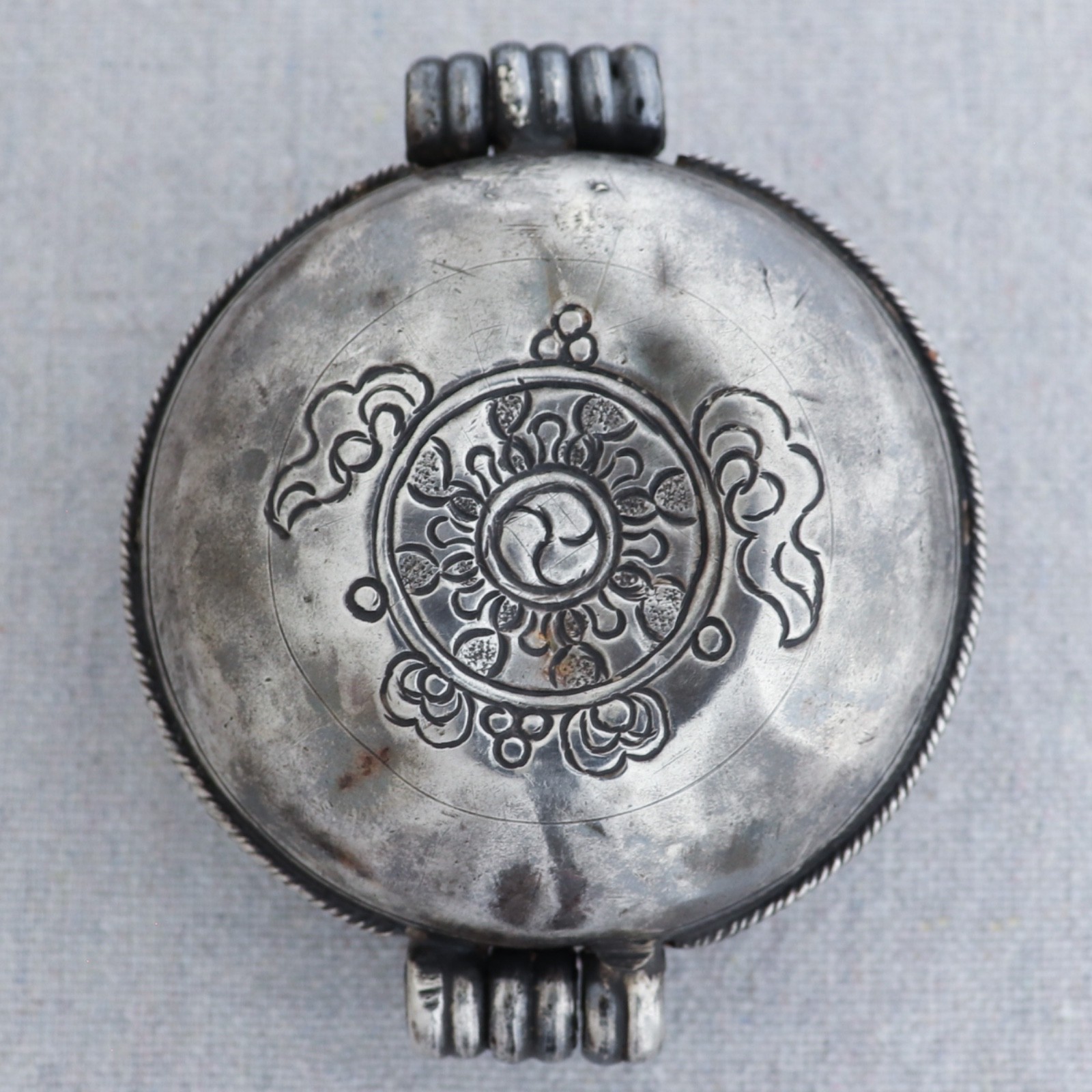 Antique Tibetan Buddhist Sterling Silver Gau Amulet Prayer Box Amulet Pendant 3"