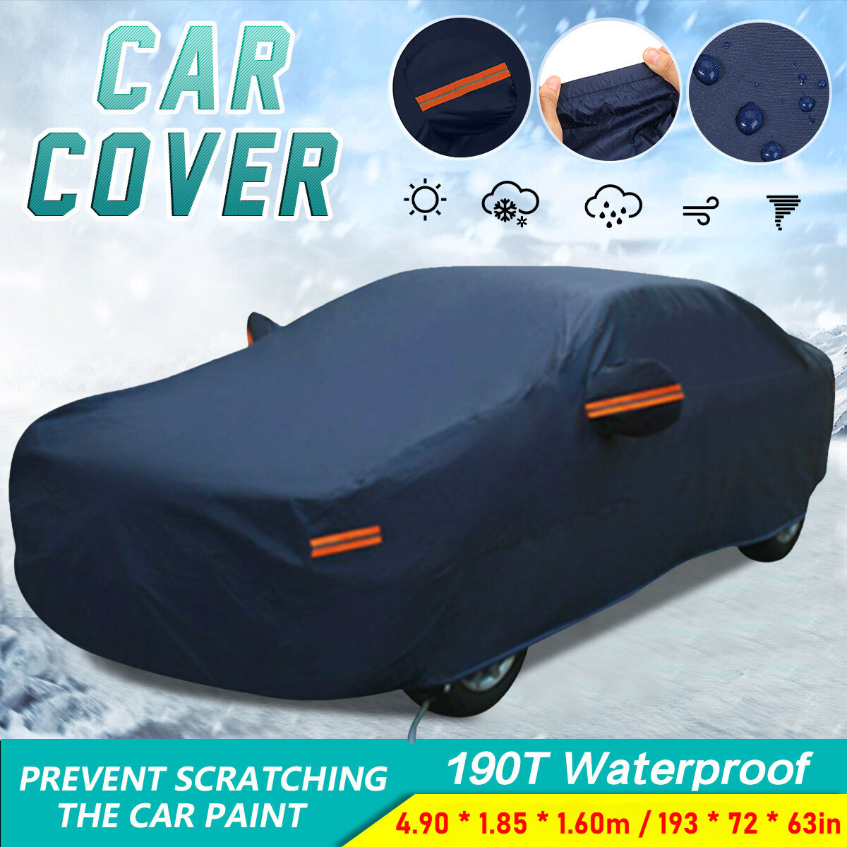 Heavy Duty Waterproof Full Car Cover All Weather Protection Outdoor Dustproof