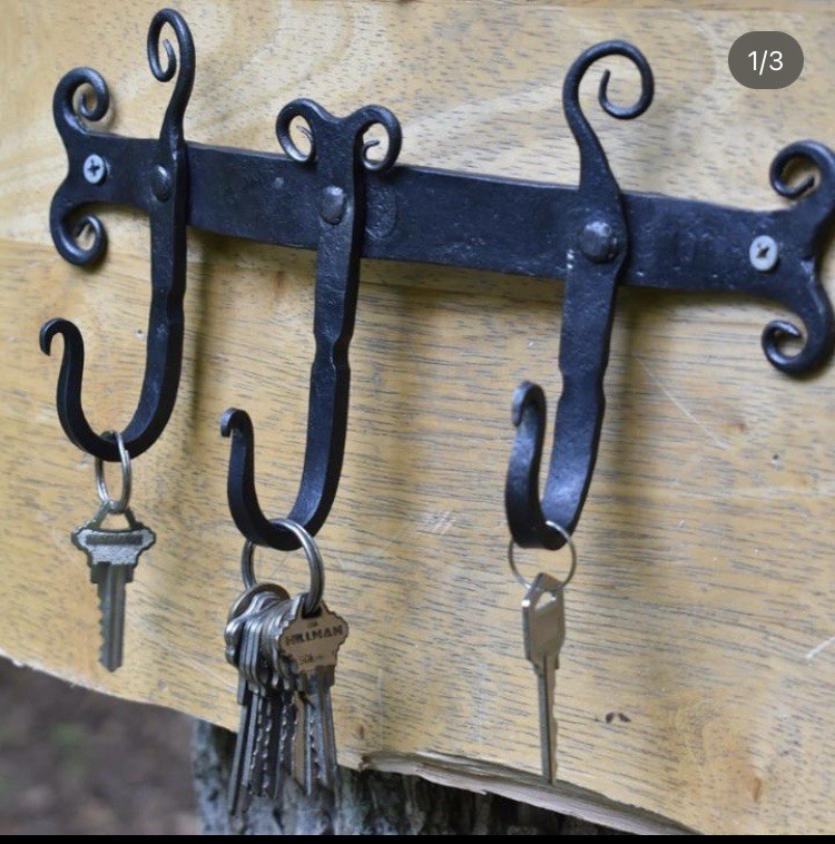 Handmade Forged Carbon Steel Hanging Rack, Made By Blacksmith