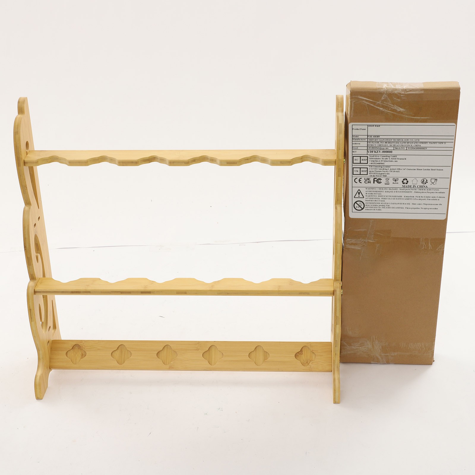 Adjustable 6-Hole Vertical Sword Display Stand - Elegant Bamboo Holder