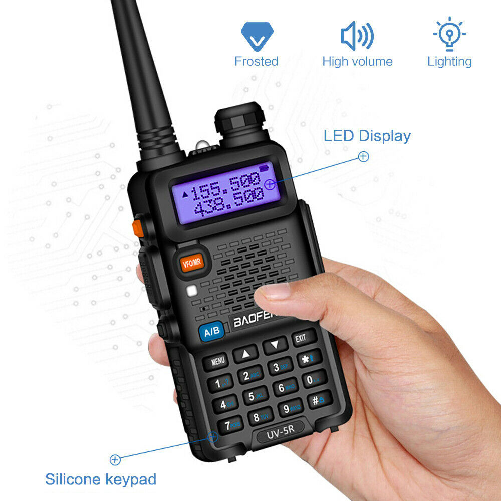 Baofeng UV-5R Walkie Talkies With Hand Mic VHF UHF Two-way Radio Dual Band Range