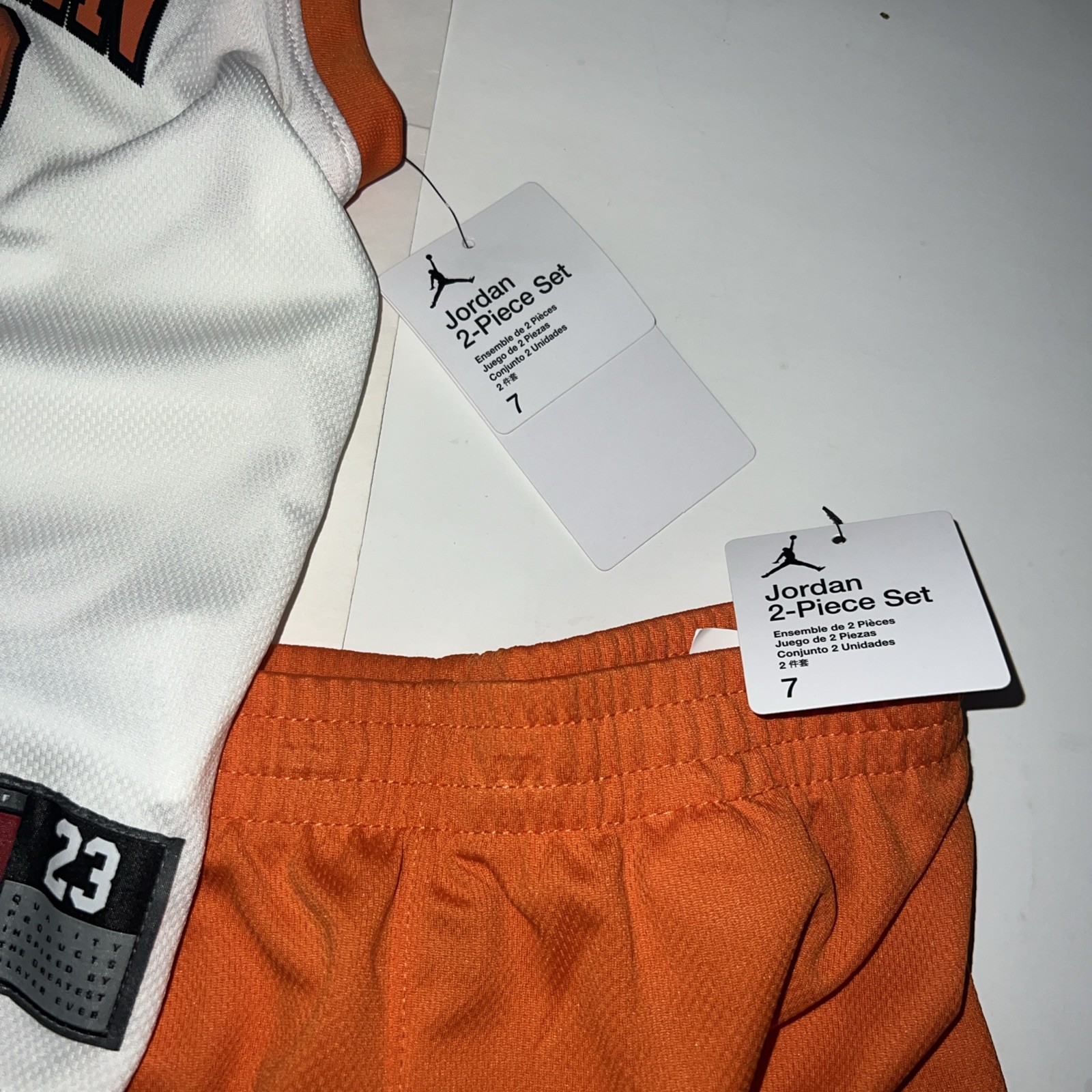 Jordan 23 Little Kids Preschool Jersey 2 Piece Set White Sz 7