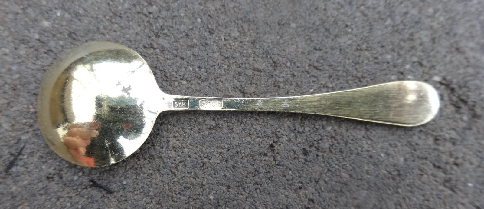 Enameled 875 Silver w/Gold Vermeil Russian Open Salt Dip, Cellar, Dish SPOON!