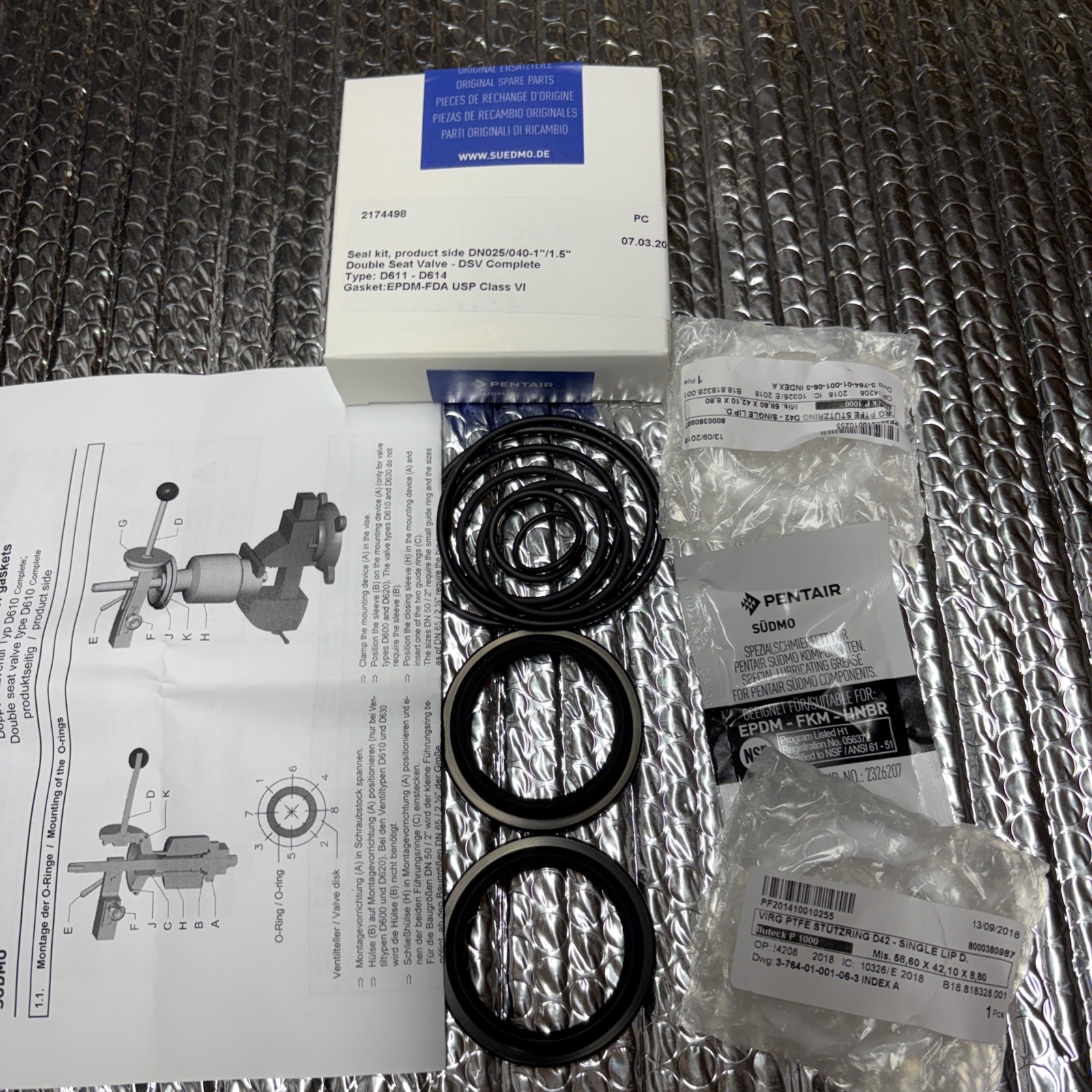 Pentair Sudmo seal kit: 2164498 type: D611-D614 (a5,6 )