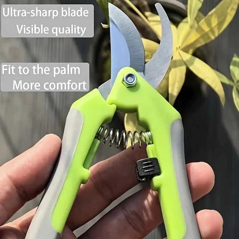 2pcs Green Garden Shears Curved Garden Shears Straight Gardening Pruning Shear