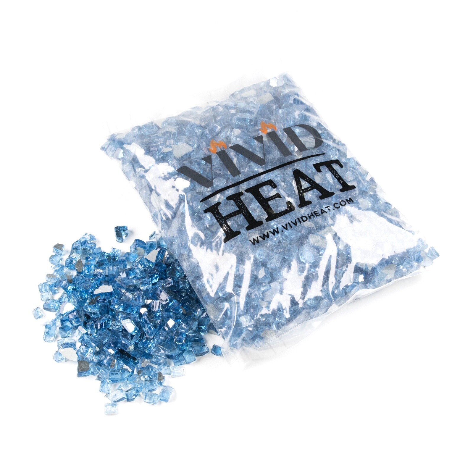 VIVID Pacific Blue Reflective Fireglass 1/2" Inch Fireplace / Fire Pit Glass