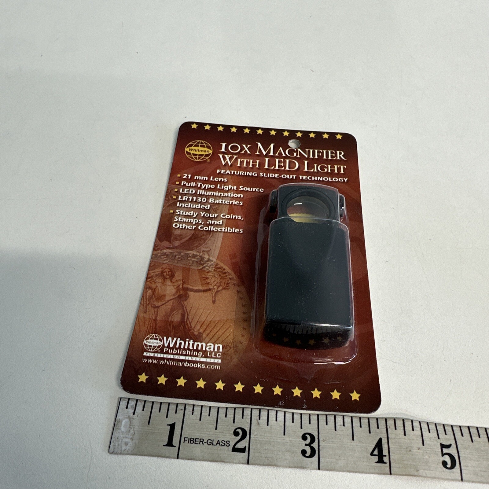 Coin Collector 10X Magnifier Pull Out Loupe 23mm W/ Led Best Value Bills Whit U