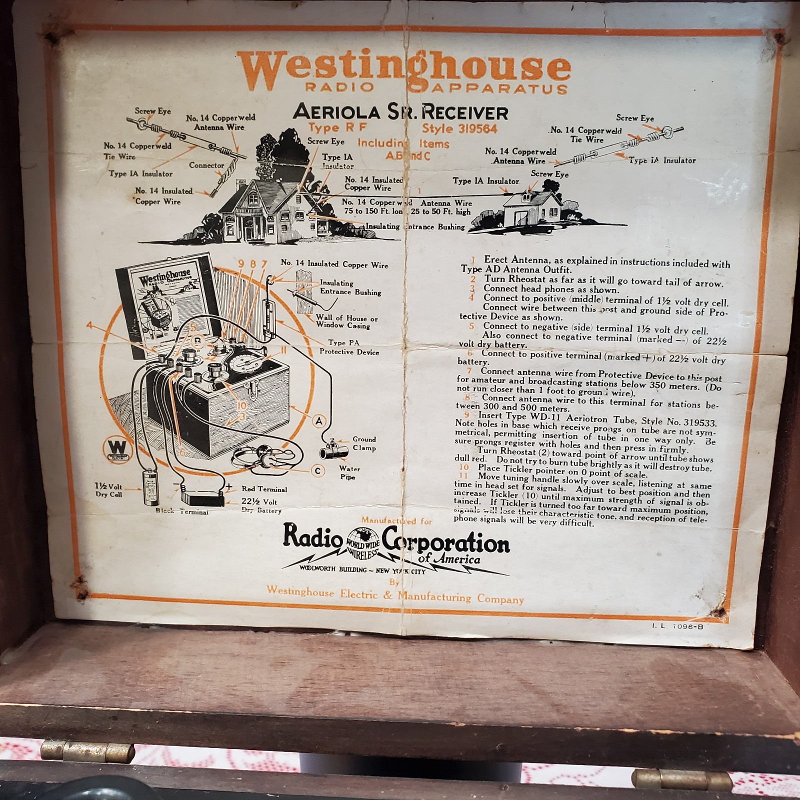 Antique 1920s Westinghouse RCA Aeriola Sr. Receiver Tube Radio RF Style 319564