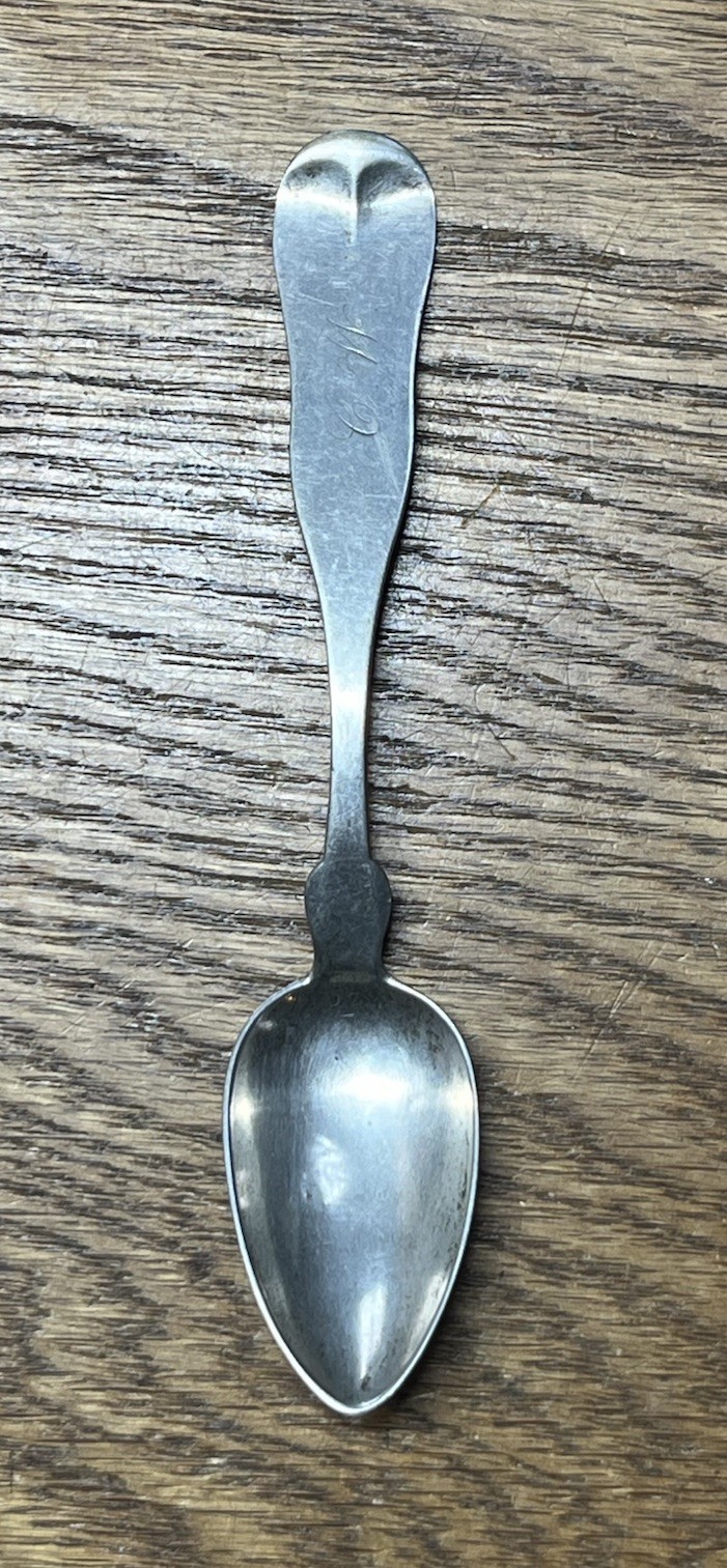 American Coin Silver Teaspoon George Richards Keene NH 1856-1860 Monogram