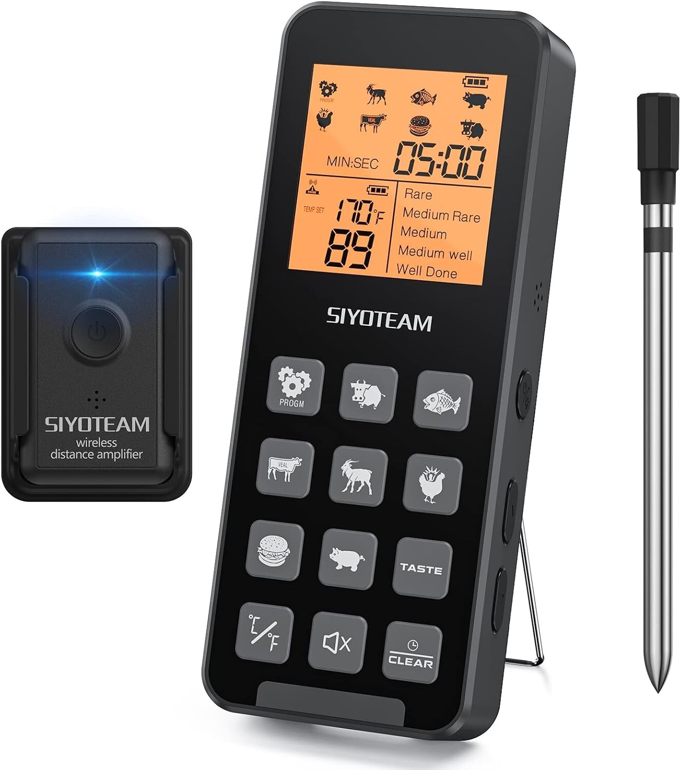 Wireless Meat Thermometer, Meat Thermometer Wireless for Grilling and Smoking, P