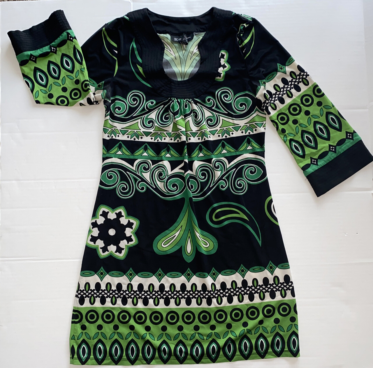 International Concept Women’s Dress Retro Black & Green  Size Petite Small