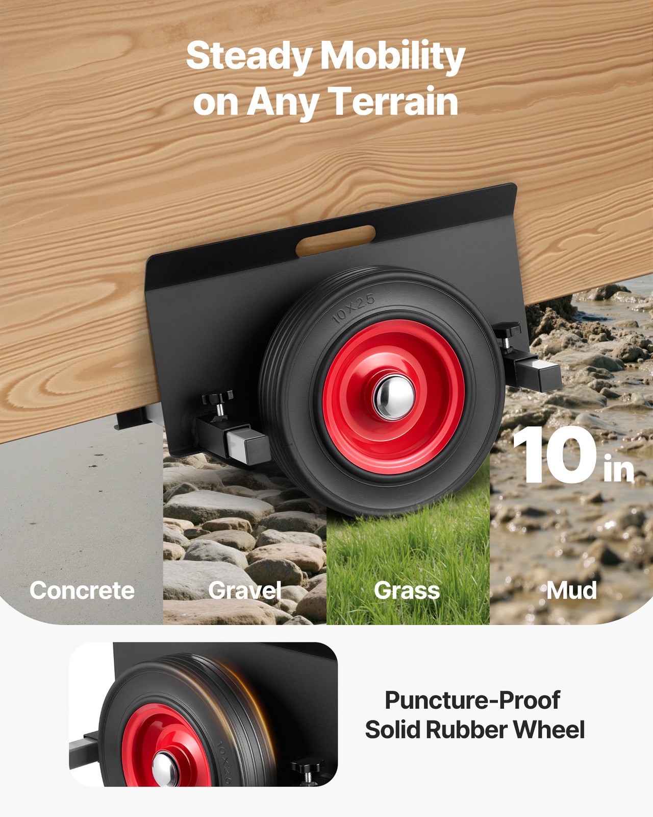 VEVOR Panel Dolly 1000 lbs Load Drywall Mover with 10 in Rubber Wheels