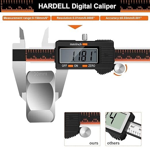 Digital Caliper, HARDELL 6 Inch Stainless Steel Caliper Measuring Tool