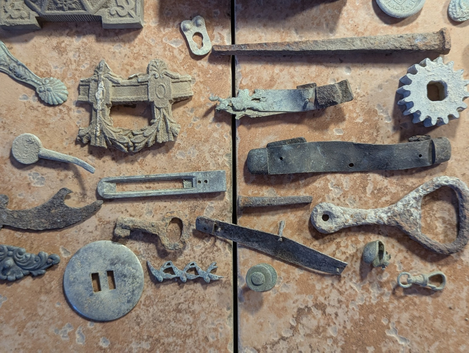 Dug Relics Vintage Iron Door Hardware Buckles Glasses Brass Key Bottle Openers