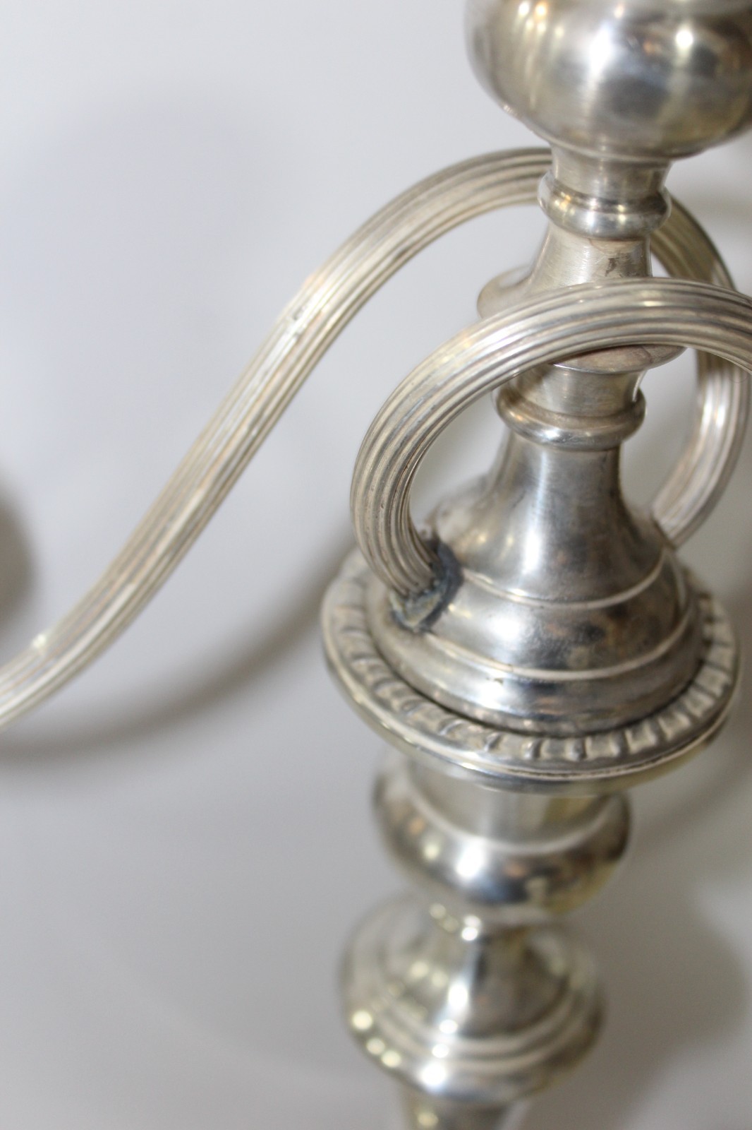 Pair Sterling Silver Preisner Candelabra Georgian 3 Arm Candlesticks 16" #743