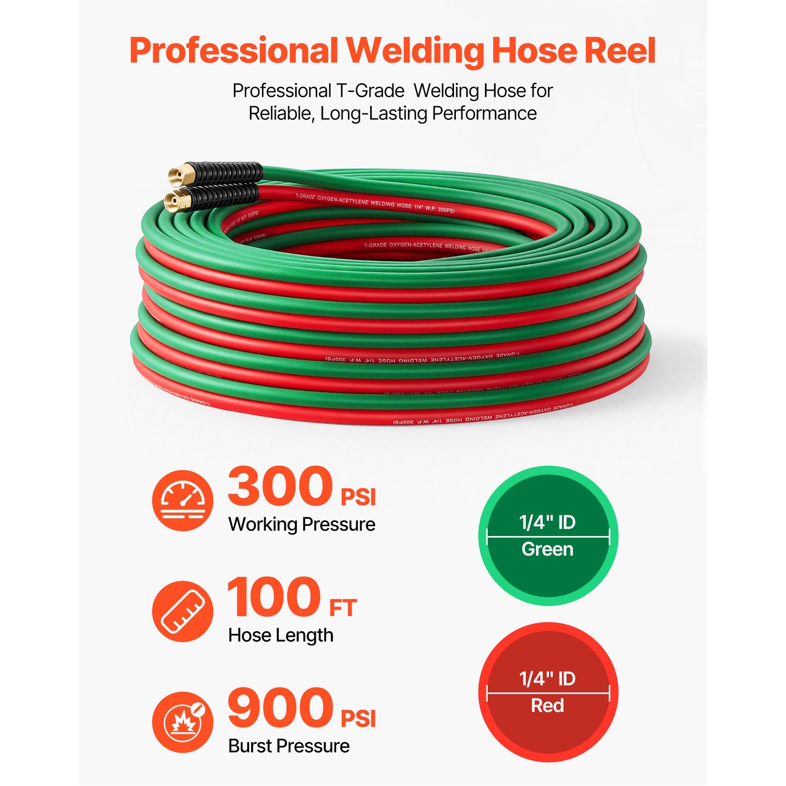 Uimoso Retractable Hand Crank Welding Hose Reel with 1/4" x 100FT Hose