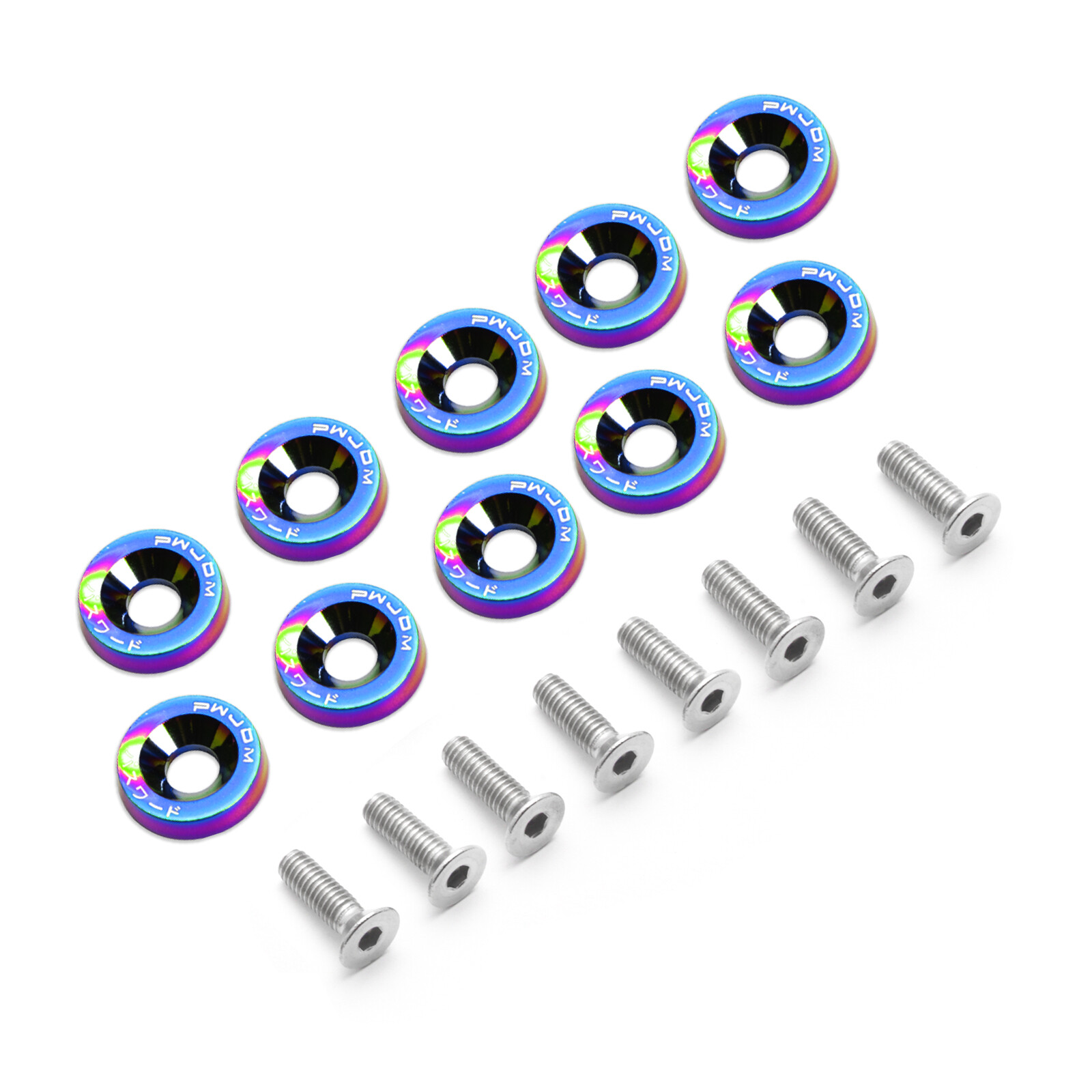 10x JDM Billet Aluminum Alloy Fender Bumper Washer Engine Bay Screw Bolts Kits