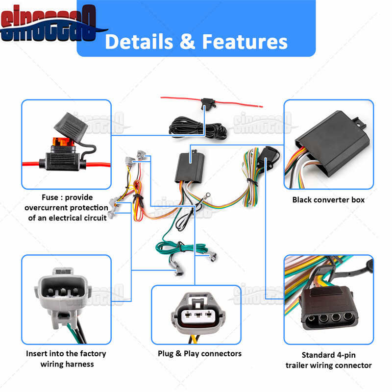 For Toyota Tacoma 2016-17 18 19 2020 2021 2022 2023 Trailer Wiring Harness 4 PIN