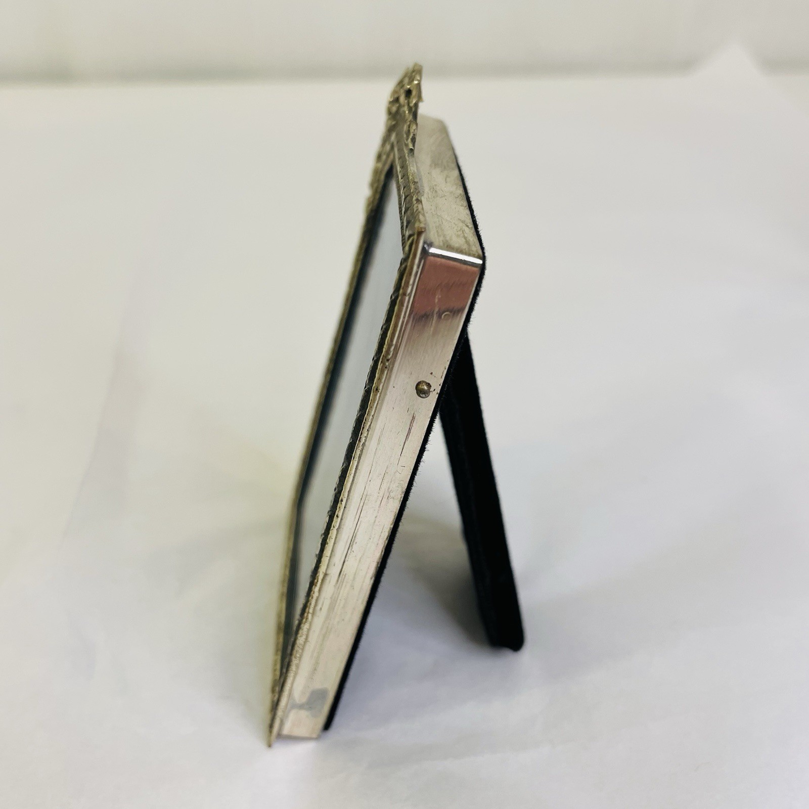 Antique German 800 Silver Small Picture Frame Reeded Edge with Floral Detail