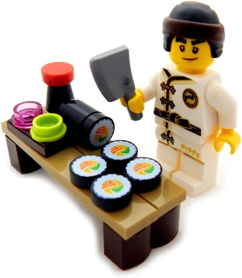 NEW LEGO SUSHI CHEF Minifig figure minifigure salmon roll food ninjago city cook