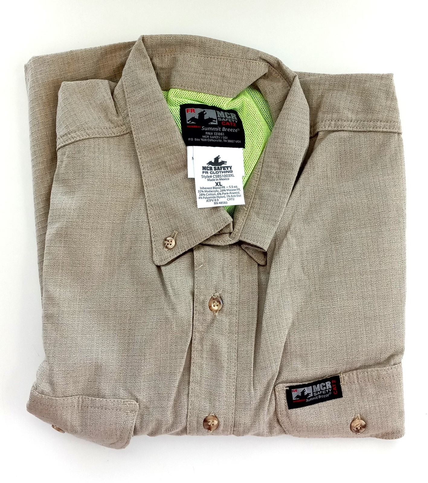 MCR Safety CAT2 Flame Resistant Button-Up Shirt Summit Breeze XLarge CSBS1003XL