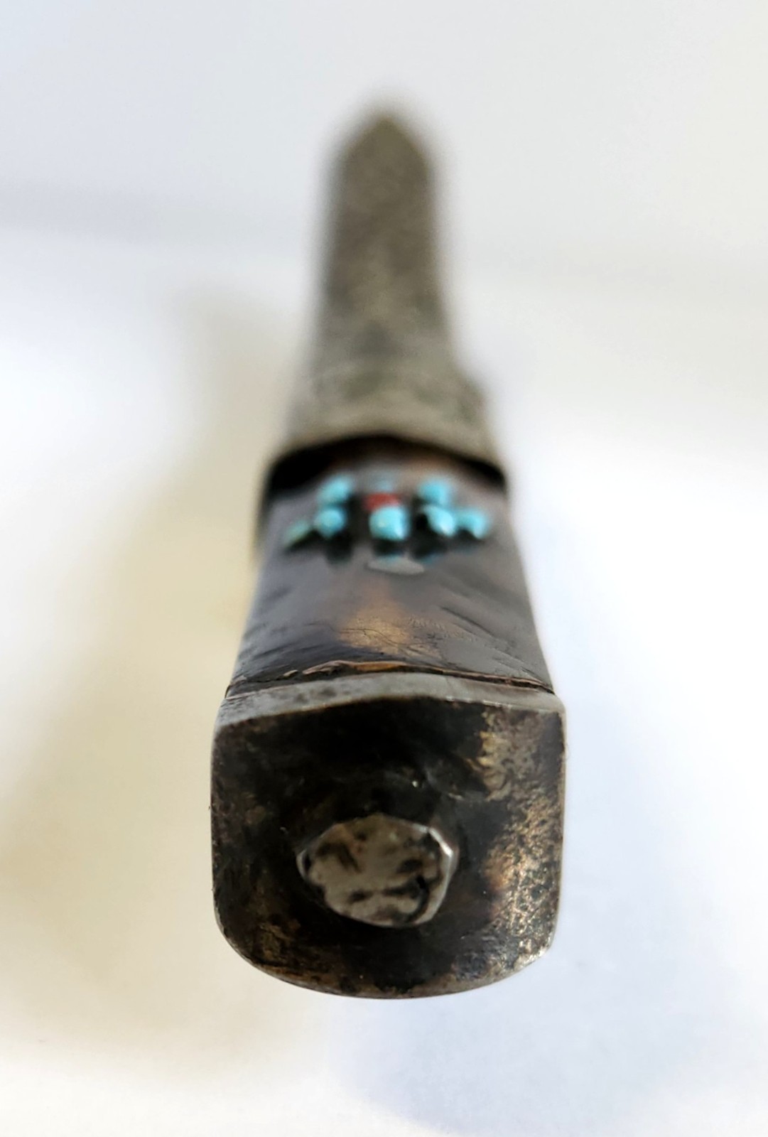 Antique Tibetan Himalayan Turquoise Knife & Sheath Tribal Nomad 6.5" Sheathed