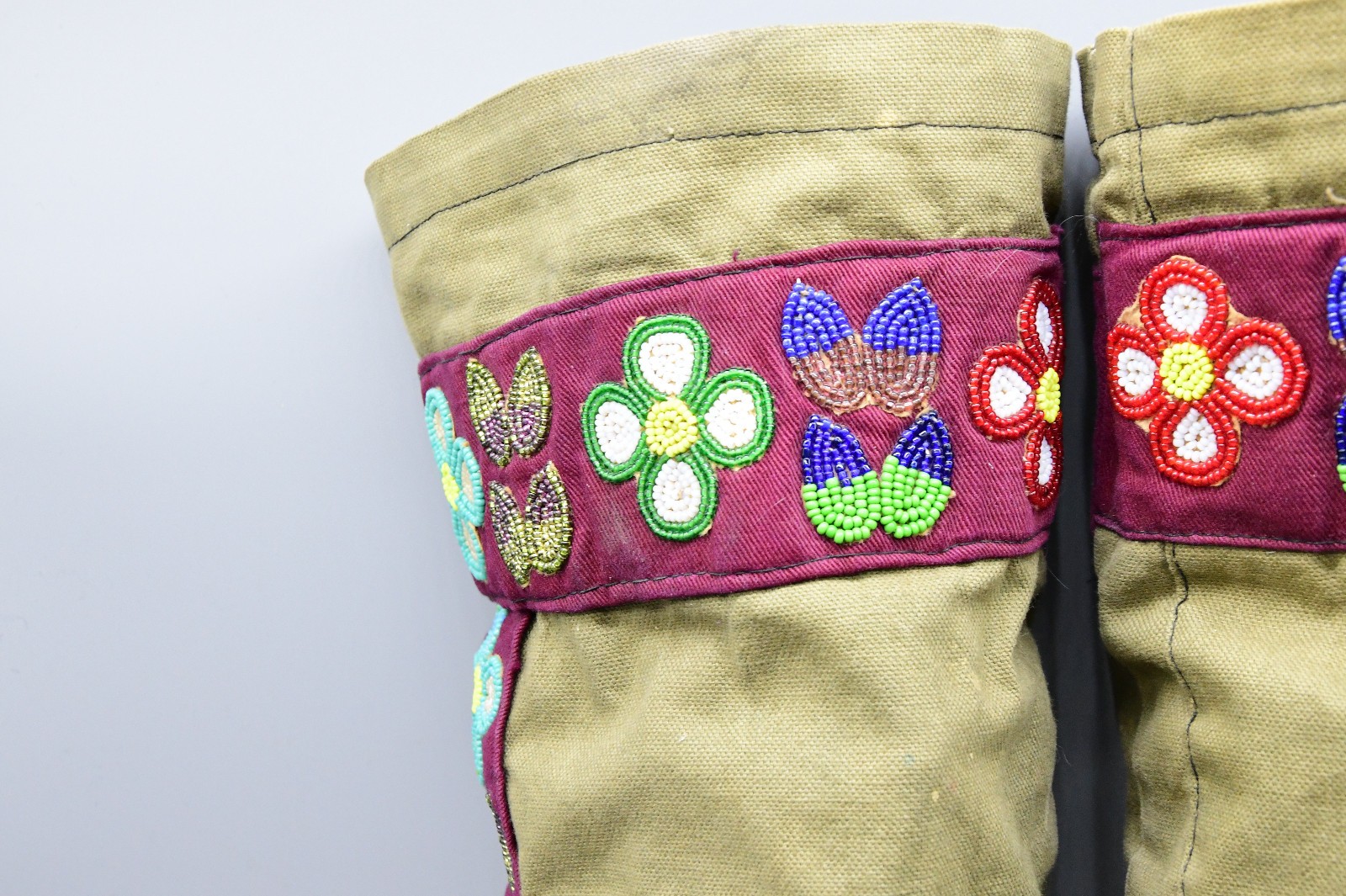 Cree Hightops Beautifully Beaded on Moosehide/ Canvis Tops