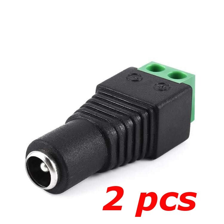 2 PACK - DC Power Plug Female Jack 2.1mm x 5.5mm to Screw Terminal Connector