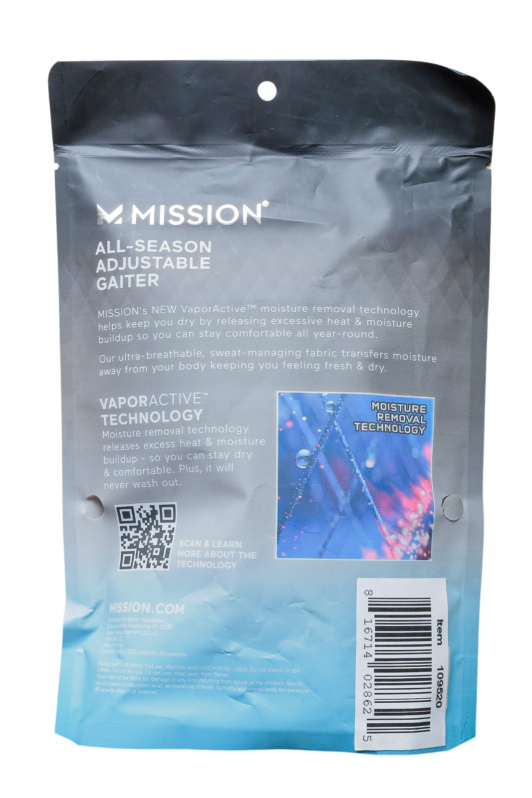 Mission All Season Adjustable Gaiter Navy - Reusable, Machine Washable, Cooling