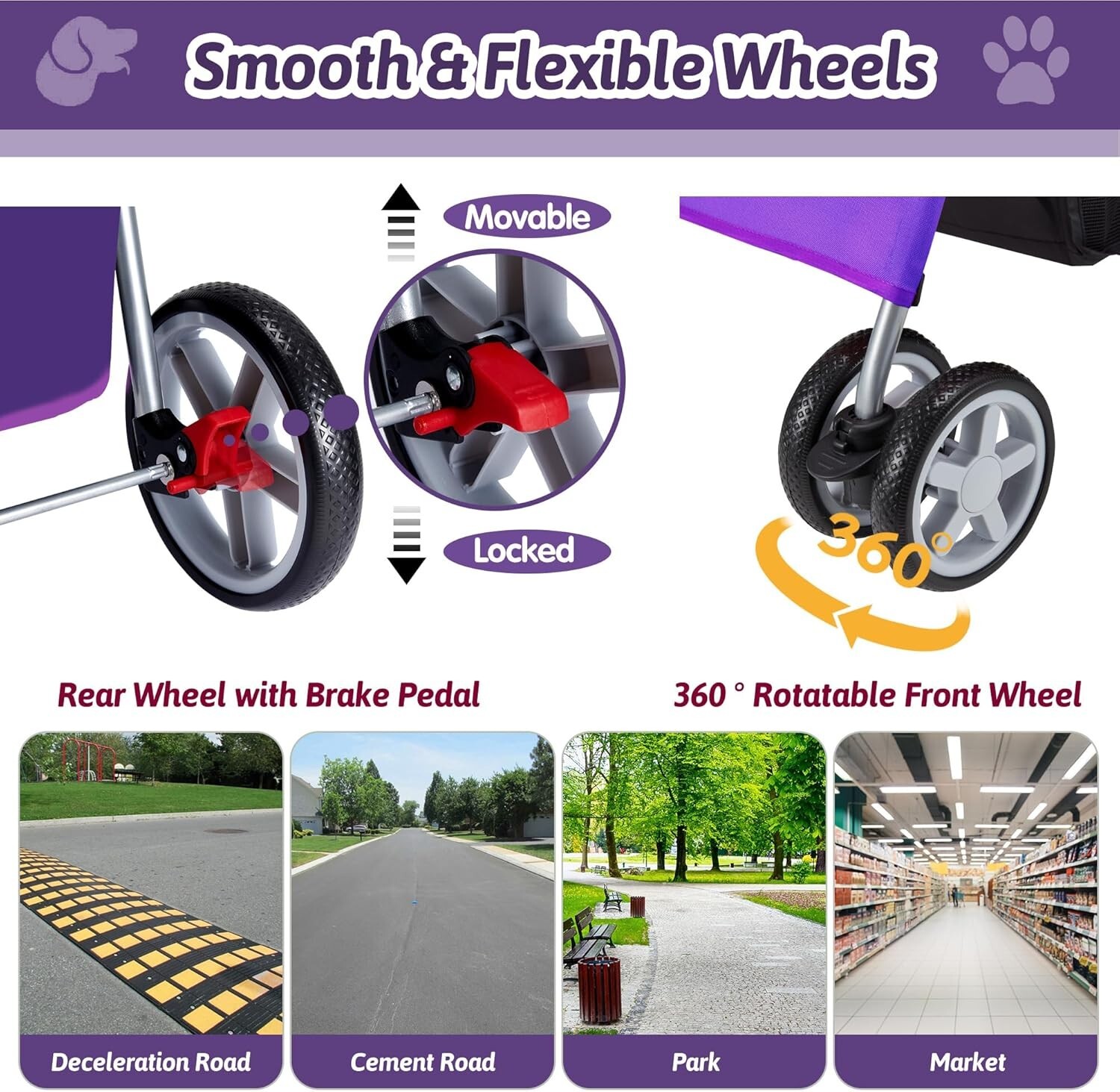 Comfortable All-Season Pet Stroller - 4 Wheels, Breathable Mesh, Easy to Clean