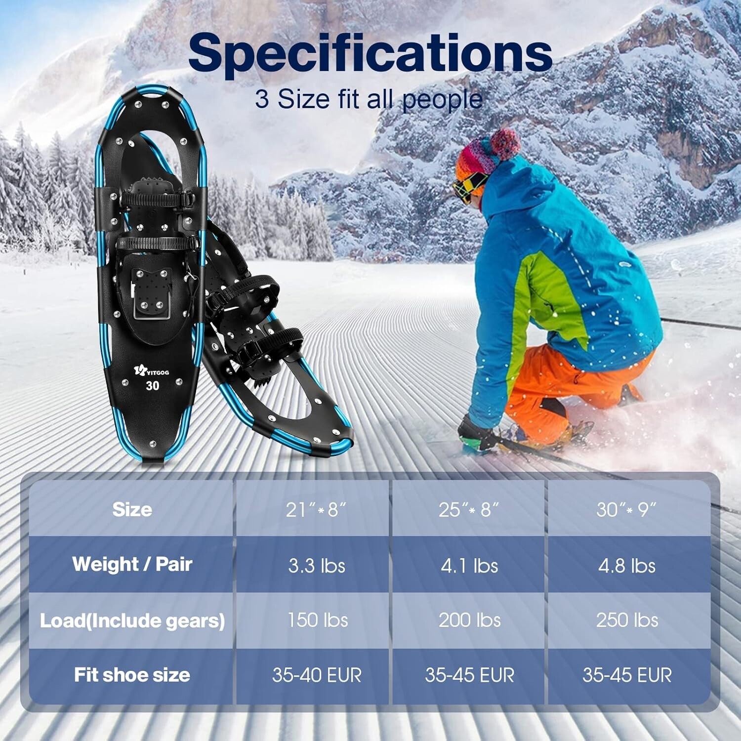 YITGOG 21 Inches Light Weight Snowshoes Men Women Youth