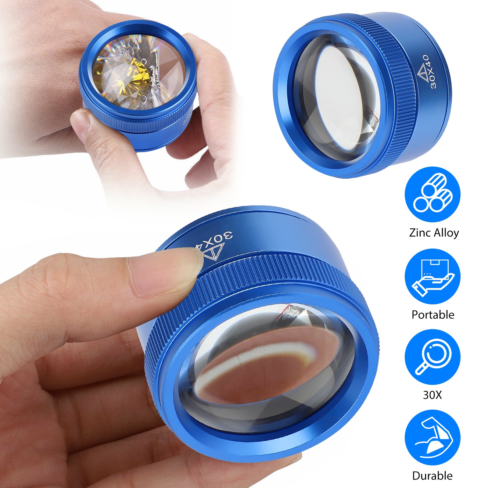 30X40 Magnifying Glass Jewelry Eye Loop Pocket Optical Magnifier Jewelers Repair