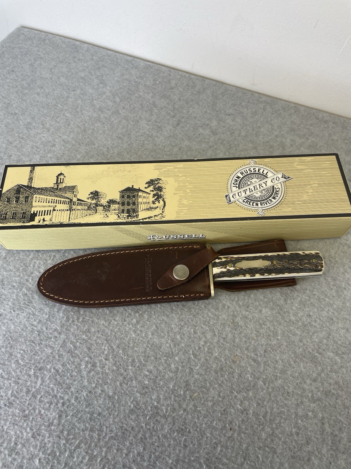 J. Russell Green River Works Argentina Bowie Knife Stag Handle