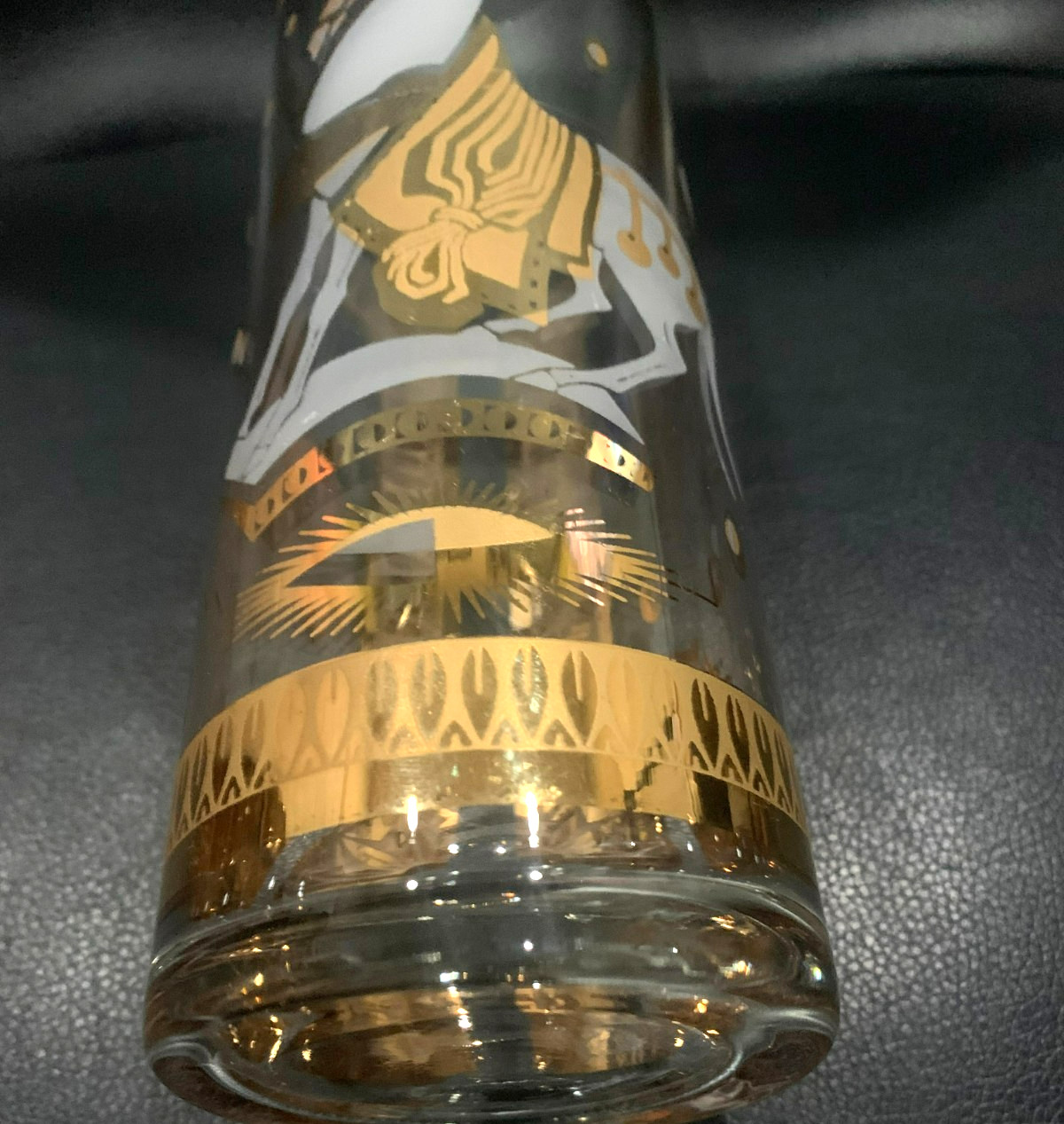 FRED PRESS 60's Martini Cocktail Pitcher w/White Trojan Horse Motif 10.5"