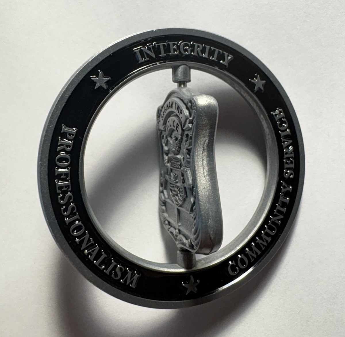 Saginaw Township Michigan Police Challenge Coin ~ Center Spin ~ RARE